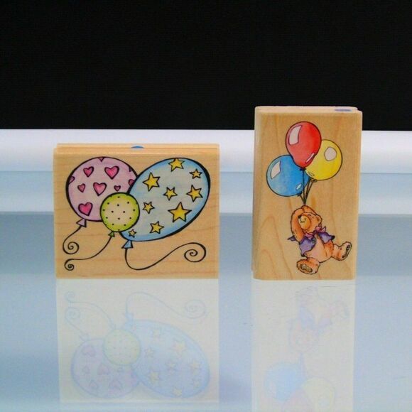 Balloons Rubber Stamps Bearys Party Balloons Craft - Picture 1 of 6